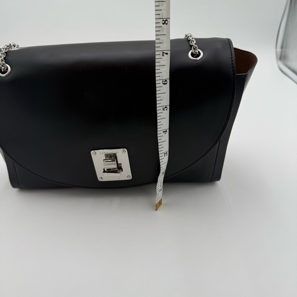 Coccinelle Italian Leather Chain Strap Crossbody Purse Shoulder Bag Black Silver - Picture 9 of 10